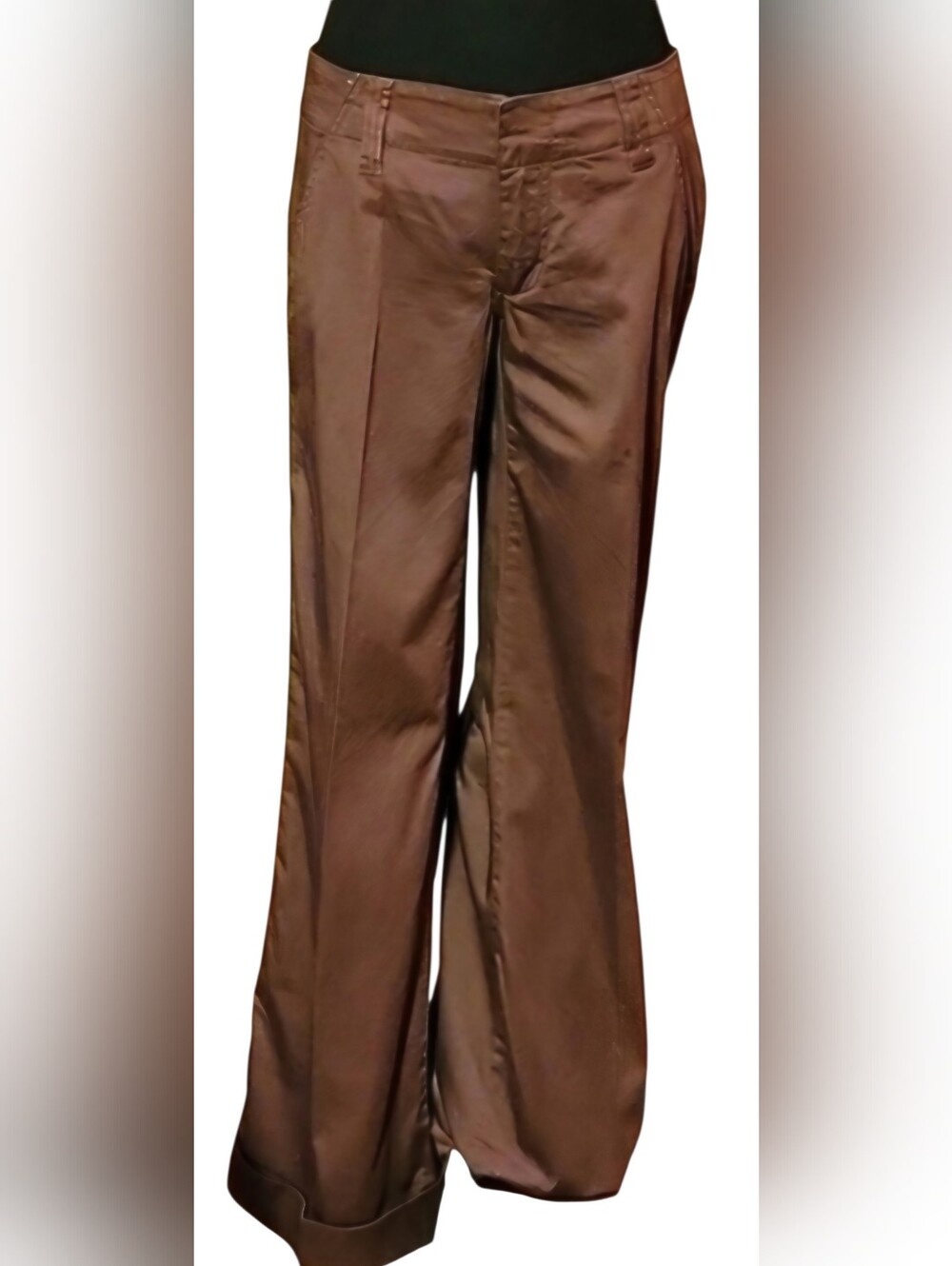 VTG American Rag Y2K Low Rise Wide Leg Cuffed Trousers Brown Size 5